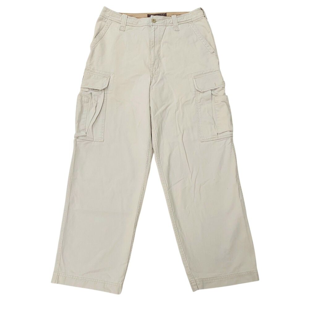 Vintage Abercrombie & Fitch Cargo Baggy Pants Mens 32x29 Beige Y2K Streetwear